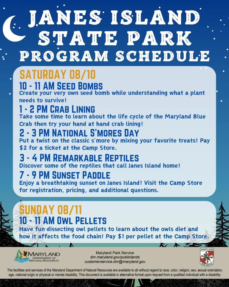 Janes Island State Park Program Schedule August 10 and 11 768x961