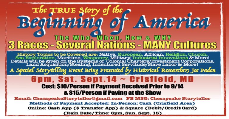 The True Story of the Beginning of America Chesapeake Story Tellers Joe Paden 768x402