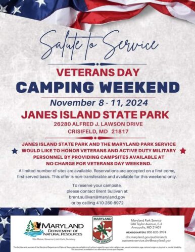 Janes Island Veterans Weekend Camping